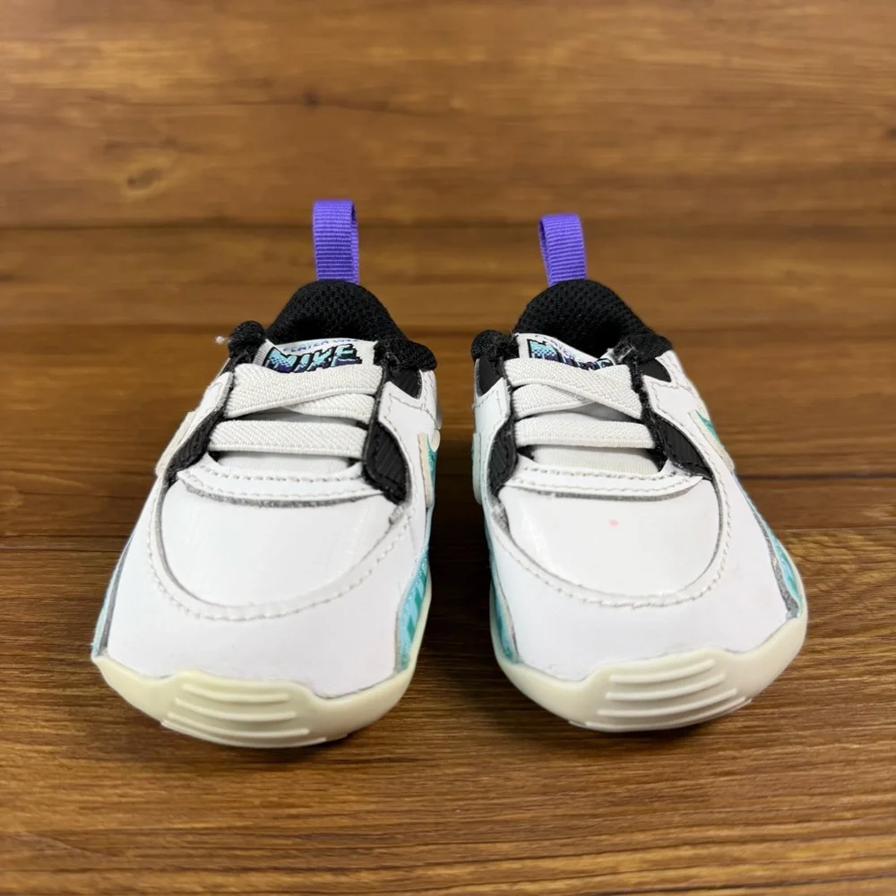 Nike Air Max 90 Crib Sneakers Size‎ 2C Shoes ‘White Psychic Purple Washed Teal’